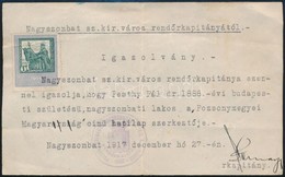 1917 Nagyszombat, Igazolvány Pesthy Pál A Pozsonymegyei Magyarság Szerkesztője Részére. - Sin Clasificación