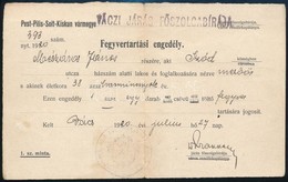 1920 Fegyvertartási Engedély Vác. - Unclassified