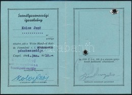 1944 Csepel, Weiss Manfred Acél és Fémművei Rt. Pénzbeszedőjének Személyazonossági Igazolványa, - Unclassified