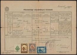 1945-1947 Házassági Illetve Születési Anyakönyvi Kivonat, Különféle Okmánybélyegekkel - Unclassified