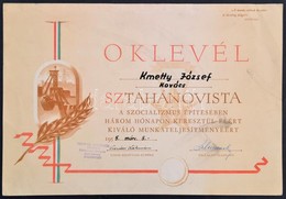 1955 Díszes Sztahanovista Oklevél Kovács Részére - Unclassified