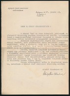 1927 Schöpflin Aladár (1872-1950)  Irodalomtörténész, író, Műfordító Aláírása A Rákosi Jenő Jublieumi Bizottság Nevében, - Unclassified