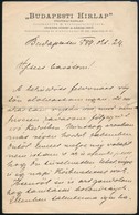 Rákosi Jenő (1842-1929) író, újságíró, Szini Igazgató Saját Kézzel írt 4 Oldalas Levele Egy Meg Nem Nevezett Szerzőnek - Unclassified