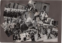 Cca 1940 Jermy László Vintage Fotómontázsa A Budapesti Körmenetről Albumlapra Ragasztva, Hátoldalán 4db Bécsi Felvétel ( - Other & Unclassified