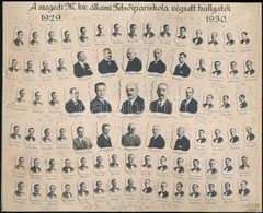1930 Szeged, M. Kir. állami Felsőipariskola Tanárai és Végzős Tanulói, Kistabló Nevesített Portrékkal, 20,8x25,3 Cm - Otros & Sin Clasificación