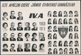 1973 Budapest, ELTE Apáczai Csere János Gyakorló Gimnázium Tanárai és Végzős Tanulói, Kistabló Nevesített Portrékkal, Há - Other & Unclassified