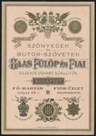 Cca 1900-1910 Has Fülöp és Fiai Szőnyeg és Bútor-szövet Gyártók, Cs. és Kir. Udvari Szállítók Kihajtható Reklám-kártyája - Pubblicitari