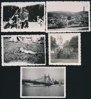 Cca 1930 Cserkész Tábor 4 Db Fotó 6x9 Cm  + 1 Erzsébet Híd Fotó - Scoutisme