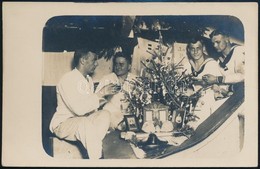 1915 Karácsonyfa és Matrózok A Német SMS Nassau Hadihajó Fedélzetén, Fotólap, Hátoldalon Feliratozva, 9×14 Cm - Andere & Zonder Classificatie