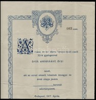 1917 A Cs. és Kir. 32. Gyalogezred Hősi Halottak özvegyeinek és árváinak Alapja Részére Szóló Adományozás Kitöltetlen La - Andere & Zonder Classificatie