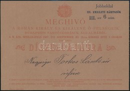 1897 Meghívó A Román Király és Királyné őfelségének Budapesti Tartózkodása Alkalmából Az Operaházban Rendezett Díszelőad - Unclassified