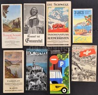 Cca 1930-1970 Vegyes Svájci Idegenforgalmi Prospektus és Térkép, 8 Db, Nagyrészt Német Nyelven. Változó állapotban. - Zonder Classificatie