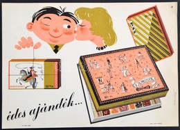 1960 Mohrlüder Vilmos (1899-1993): Édes Ajándék..., Reklámplakát, 23×32,5 Cm - Sonstige & Ohne Zuordnung