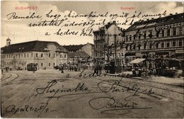 T2/T3 1912 Budapest II. Széna Tér, Régi Szent János Kórház, Gyógyszertár, Piaci árusok, Villamos, Lóbusz. Kiadja Ádám He - Unclassified