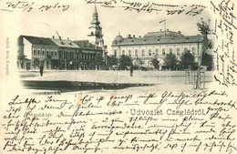 T2 1902 Cegléd, Árpád Tér, Ipari és Kereskedelmi Bank, Schwartz Gyula és Szántó Sándor üzlete. Sebők Béla Kiadása - Zonder Classificatie