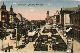T2/T3 1915 Debrecen, Piac Utca Felső Része, Villamos, Hirdetőoszlop, üzletek (EK) - Zonder Classificatie