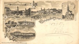 T2/T3 1899 Sopron, Oedenburg; Széchenyi Tér és Szobor, Várkörút, Mihály Templom, Deák Tér, Győri Vasútállomás, Lahne Int - Unclassified