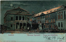 T2 1899 Sopron, Színház Tér és Kávéház Este. Carl Schwarz - Unclassified