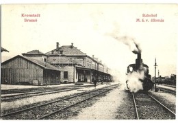 ** T2/T3 Brassó, Kronstadt, Brasov; MÁV Vasútállomás Induló Gőzmozdonnyal / Railway Station With Locomotive (leporellofü - Non Classés