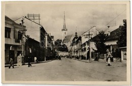 T2 Dés Dej; Fő Tér, Magyar Zászló, Templom, Elbe Harisnyaraktár, Vulkanizáló Gumis, üzletek / Main Square, Hungarian Fla - Unclassified