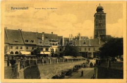 T2/T3 1909 Nagyszeben, Hermannstadt, Sibiu; Kleiner Ring Mit Ratturm / Kiskörút, Várostorony, Utcakép Piaci árusokkal és - Ohne Zuordnung