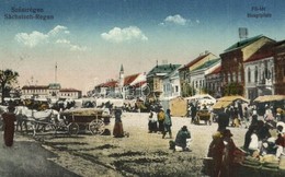 T2/T3 Szászrégen, Reghin; Fő Tér, Piac, árusok / Hauptplatz / Main Square, Market Vendors + 1940 Szászrégen Visszatért S - Zonder Classificatie