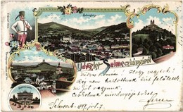 T2 1897 (Vorläufer!) Selmecbánya, Schemnitz, Banská Stiavnica; Látkép, Bányászati és Erdészeti Akadémia Palotája, Hegybá - Zonder Classificatie