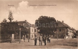 T2 Somorja, Samorín; Városháza, Szentháromság-szobor. Karsay és Németh Kiadása / Town Hall, Trinity Statue - Zonder Classificatie