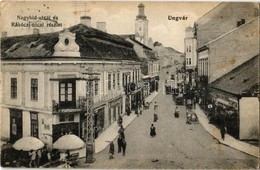 T3 1915 Ungvár, Uzshorod, Uzhorod; Nagyhíd Utca és Rákóczi Utca, üzletek. Kiadja Steinfeld Dezső 4898. / Street View Wit - Unclassified