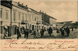 T4 1902 Ungvár, Uzshorod, Uzhorod; Fekete Sas Tér, üzletek, Piaci árusok. Kiadja Székely és Illés / Square, Shops, Marke - Zonder Classificatie