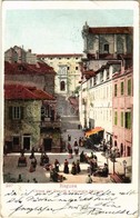 T2/T3 1900  Dubrovnik, Ragusa; Chiesa Dei Gesuiti E Ospetale Militare / Jezsuiták Temploma, Hadikórház, Piaci árusok / J - Zonder Classificatie