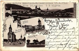 T4 1900 Hranice, Mährisch Weisskirchen, Weißkirchen; Pfarrkirche, Rathaus, Antonius Kirche. Wilh. Schütz Kunstanstalt No - Unclassified