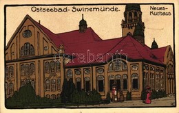 ** T1 Swinoujscie, Ostseebad Swinemünde; Neues-Kurhaus / Spa, Künstler-Stein-Zeichnung Litho - Zonder Classificatie