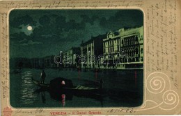 T2/T3 Venice, Venezia; Canal Grande, Night, Litho, Art Nouveau (EK) - Ohne Zuordnung