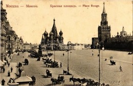 T2/T3 Moscow, Moskau, Moscou; Place Rouge / Red Square, Kremlin, Spasskaya Tower, Saint Basil's Cathedral, Horse-drawn C - Zonder Classificatie