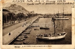 T3 1935 Alicante, Puerto Y Perspectiva De Los Paseos / Port View With Ships. Letter Adressed To Clara Gombossi (Béla Bar - Unclassified