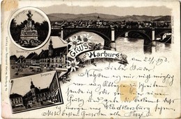 T3 1893 (Vorläufer!!!) Maribor, Marburg An Der Drau; Tegetthoff Monument, Bahnbrücke über Die Drau, Hauptplatz, Burgplat - Non Classés