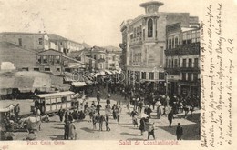 T3 Constantinople, Istanbul; Place Emin Eunu / Square, Horse-drawn Tram, Shops, Market (r) - Unclassified
