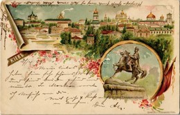 T2/T3 1899 Kiev, Kiew, Kyiv; Old Town With Churches, Bohdan Khmelnytsky Monument. Art Nouveau, Floral, Litho (EK) - Ohne Zuordnung