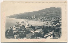 ** T2/T3 Yalta, Jalta; General View With Ship Station, Port. Edition Eckel & Kallach No. 1. Foldable Card (perforated) - Unclassified