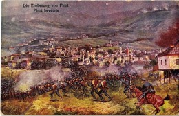 ** T2/T3 Die Eroberung Von Pirot / Pirot Bevétele / WWI Austro-Hungarian K.u.K. Military Art Postcard, Battle Of Pirot - Unclassified