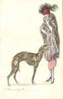 T2/T3 Italian Art Postcard, Lady With Dog, Anna & Gasparini 624-3. S: Bompard - Sin Clasificación