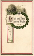 T2 Heil Und Sieg Unsern Waffen! / WWI German Military Propaganda, Art Nouveau, Flag, S.V.D. Serie 3002/3. Litho - Non Classés