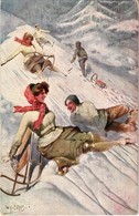 T2 Sledding People, Winter Sport, Romantic Couple In The Snow. W.R.B. & Co. Serie Nr. 22-16. S: W. H. Brandt + 1916 K.u. - Non Classificati