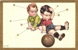 T2 Italian Art Postcard, Children Football Match, Degami 2206., Artist Signed - Unclassified