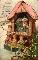 T2/T3 Boldog Karácsonyi ünnepeket / Christmas Greeting Art Postcard With Saint Nicholas. Emb. Golden Decoration, Litho ( - Non Classificati