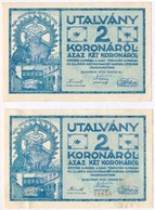 1919. 'Ganz Törzsgyár' 2K Piros Sorszámmal + 'Ganz Törzsgyár 2K Sorszám Nélkül T:II,III Egyiken Ragasztónyom - Unclassified