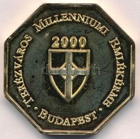 2000. 'Terézváros Millenniumi Emlékérme - Budapest' Aranyozott, Nyolcszögletű, Kétoldalas Emlékérem (39mm) T:1 - Zonder Classificatie