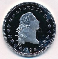Amerikai Egyesült Államok 1794. 1$ 'Szabadság Dollár' Ag Replika Emlékérme (20,18g/40mm) T:PP Ujjlenyomat USA 1794. 1$ ' - Non Classés