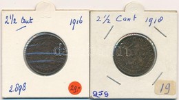 Hollandia 1916-1918. 2 1/2c Br (2x) T:2,2- Patina 
Netherlands 1916-1918. 2 1/2 Cents (2x) Br C:XF,VF Patina
Krause KM#1 - Zonder Classificatie
